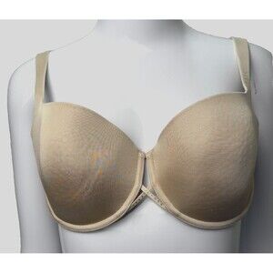 Victoria's Secret Beige Rhinestone 34DD Bra Full Coverage Underwire Foam Padding